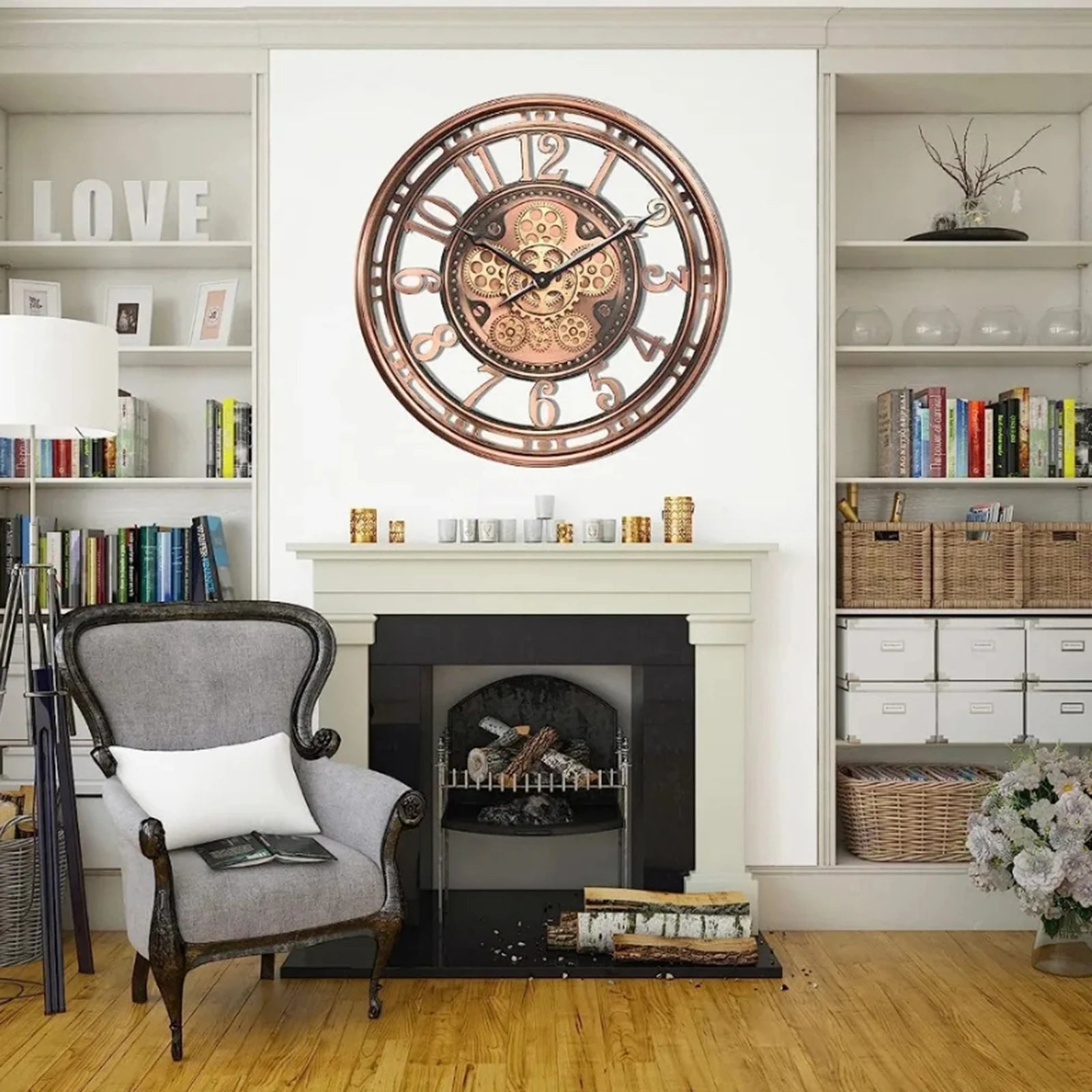 Moving Gear Wall Clock – Retro Industrial Steampunk Design