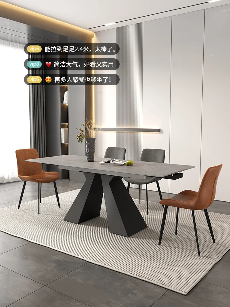 Modern Slate Dining Table Extendable Grey Simple Design Center Table Receptionist Nordic Mesas Comedor Kitchen Furniture HD50CZ