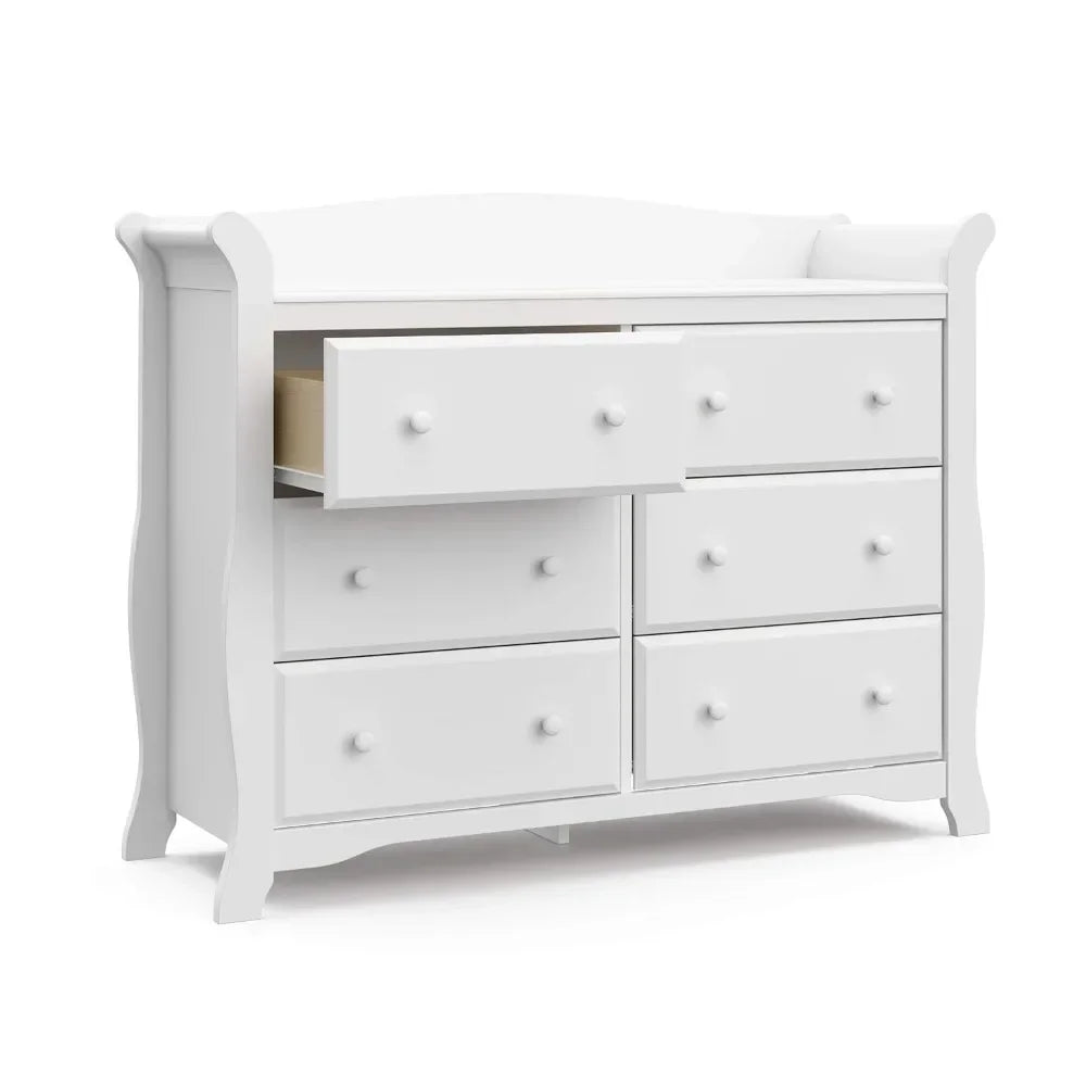 Avalon 6 Drawer Double Dresser (White) – Dresser for Kids Bedroom, Nursery Dresser Organizer, Chest of Drawers