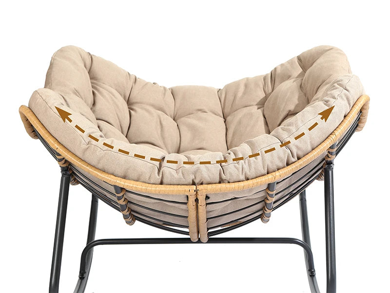 Outdoor Rocking Chair, with A Load Capacity of Up To 450 Pounds, Rattan Wicker Lounge Chair, Garden Chair