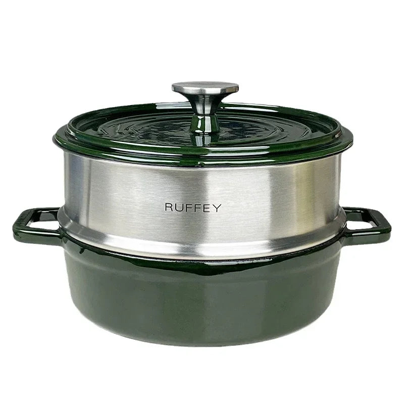 Versatile Green Enamel Cast Iron Pot  Cookware High-End Cooking Pot Multifunctional Kitchen Essential for Gourmet Cooking