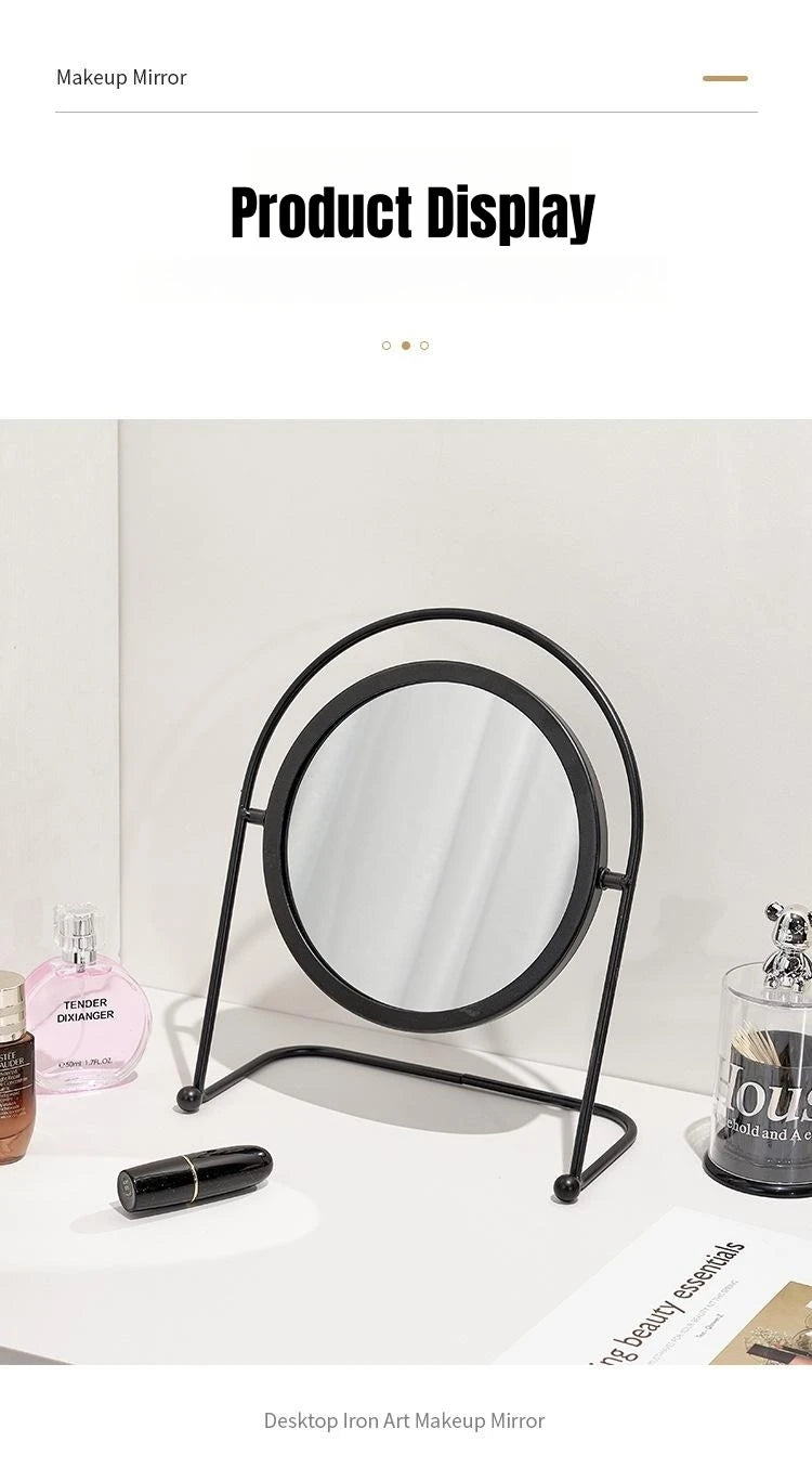 Dressing Table Makeup Mirror Home Bedroom Tabletop Vanity Mirror Dormitory Internet Red Beauty Mirror Light Luxury Round Mirror