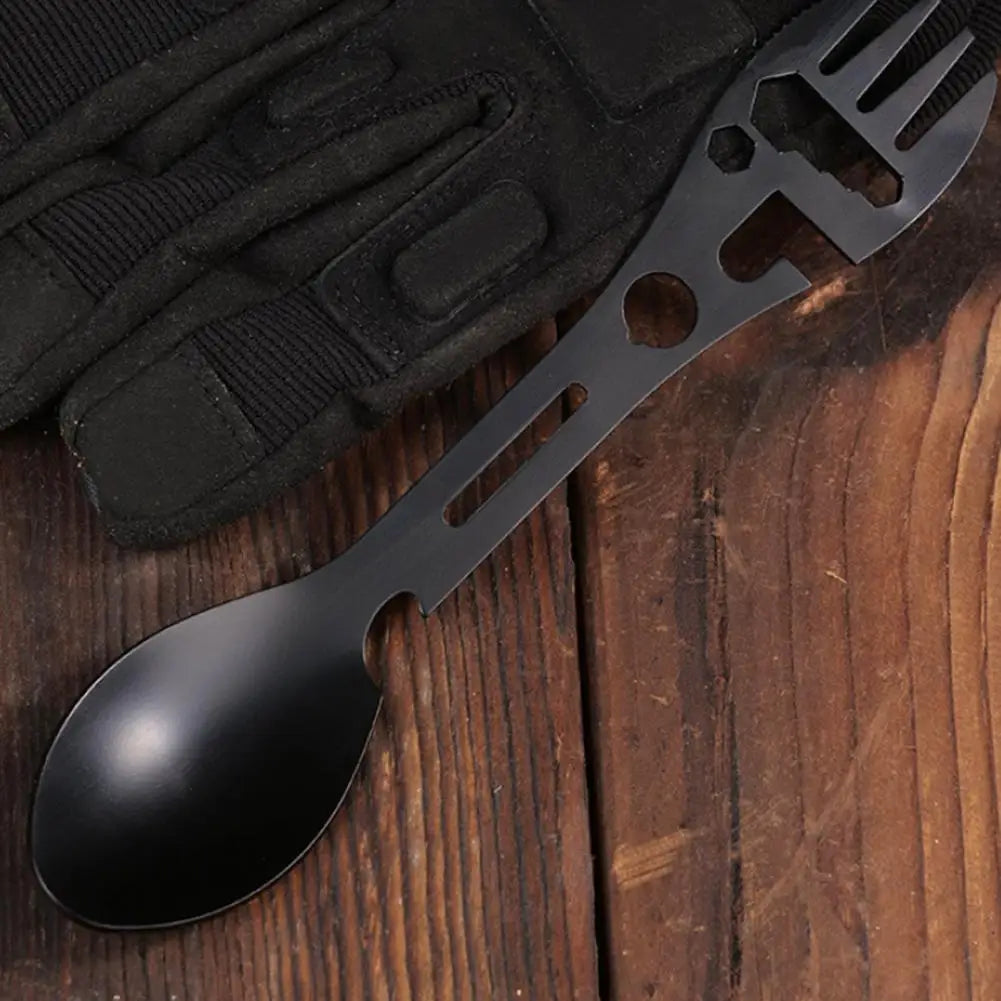 Outdoor Fork Spoon Tableware Multifunctional Lightweight Utility Spoon Picnic Bottle Opener Camping Survival Tool