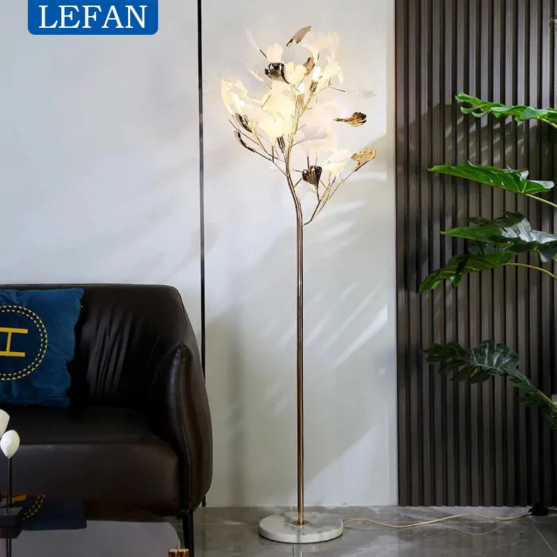 Morden Nordic Ginkgo Leaf Floor Lamp For Corner Living Room Bedroom Reading LED Floor Standing Light Decor Restaurant Lighting