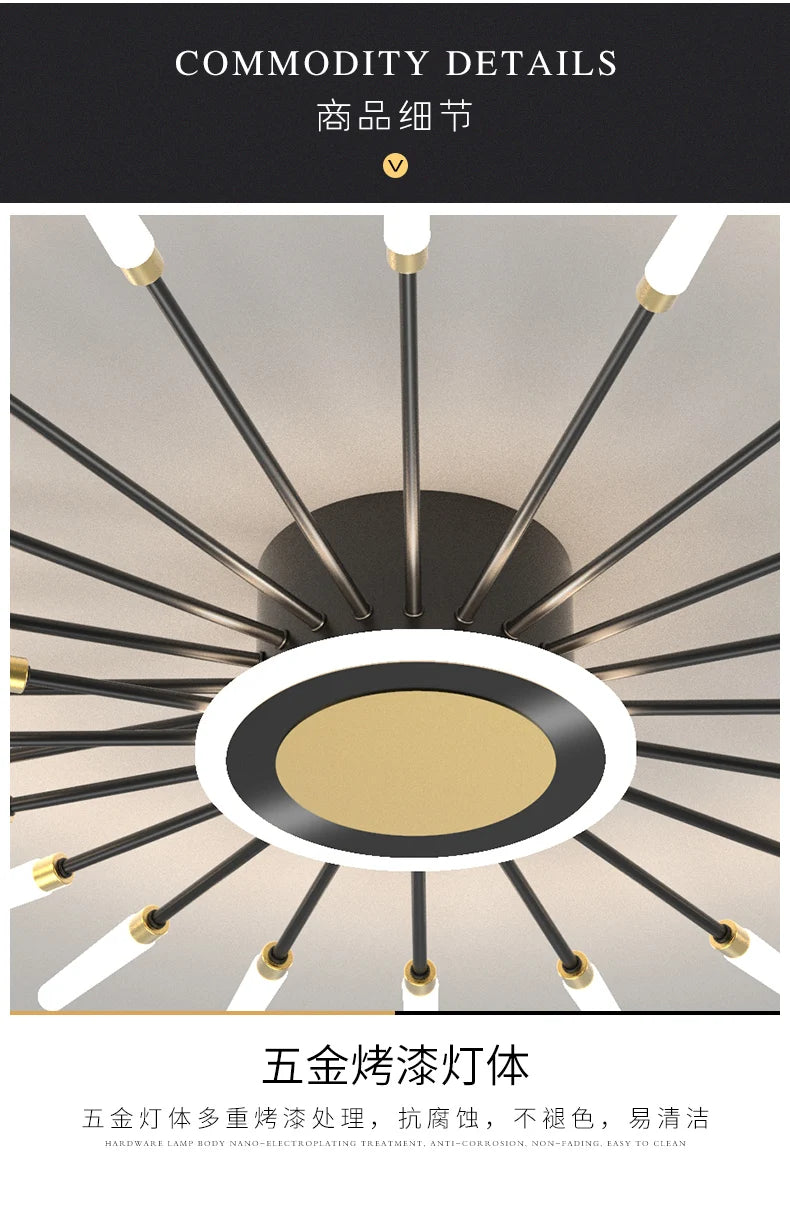 Modern Ceiling Chandelier lighting spiral firework shape Nordic living room Dimmable LED Lamps bedroom Home Decoration fixtures