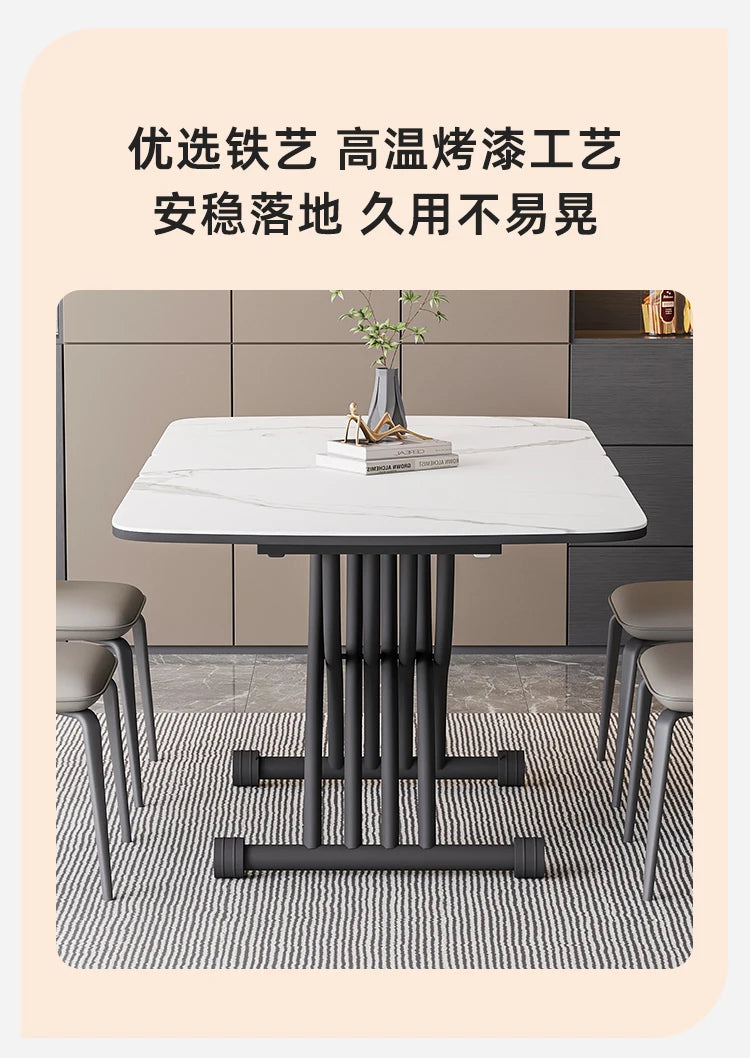 Nordic Simple Kitchen Tables Folding Metal Coffee White Dining Table Modern Slate Tavoli Da Pranzo Small Furniture HD50CZ