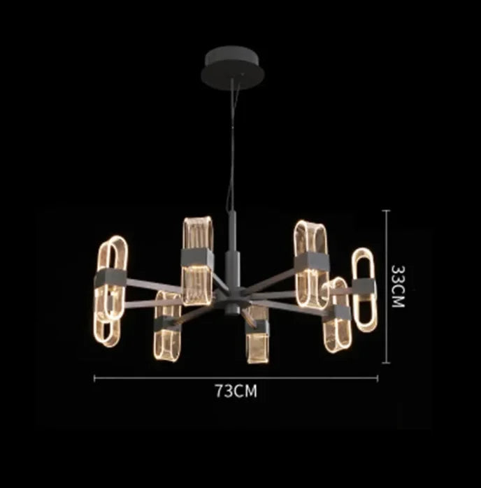 Black Chandelier Creative Dining Living Room Bedroom Smart Lighting System Acrylic Base Pendant Light Luxury Room Hanging Lamp