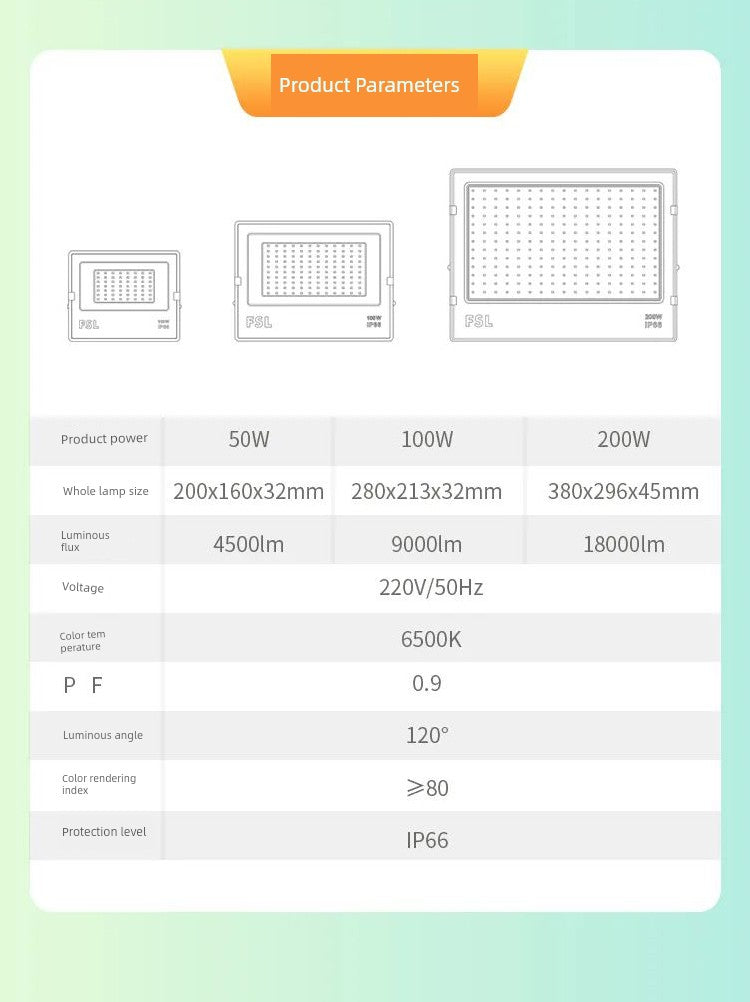 LED Lighting Workshop Floodlight Super Bright Waterproof Outdoor