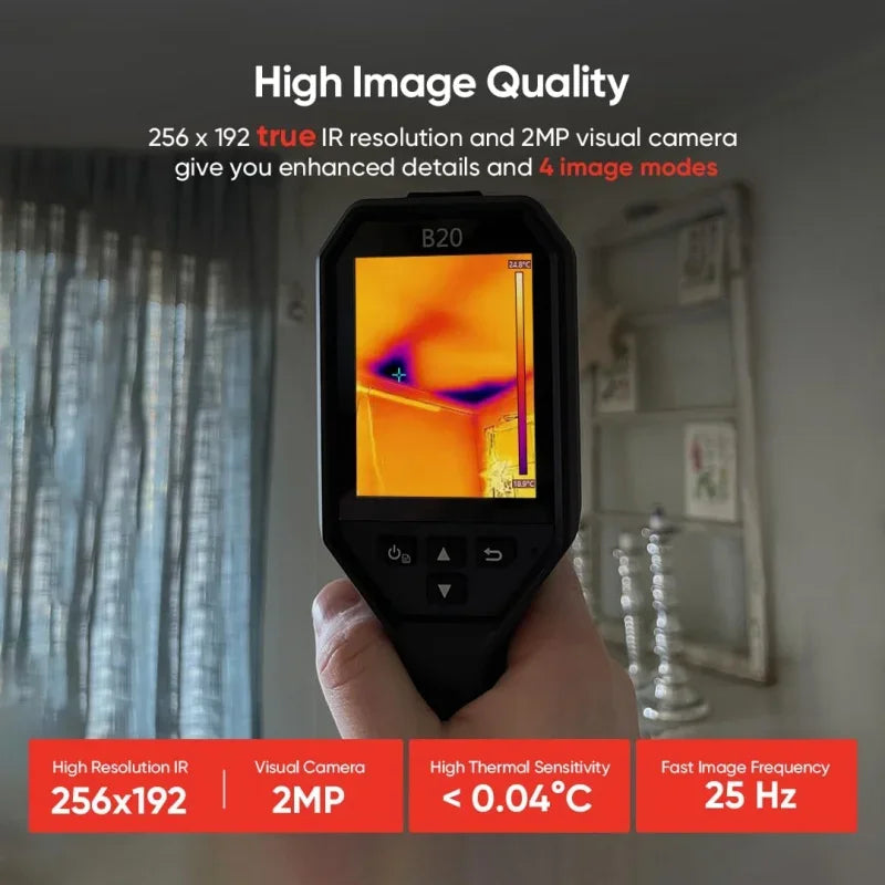 HIKMICRO B20 256 x 192 IR Resolution Thermal Camera with 2MP Visual Camera and WiFi, 25 Hz Refresh Rate, 3.2" LCD Screen, Full S