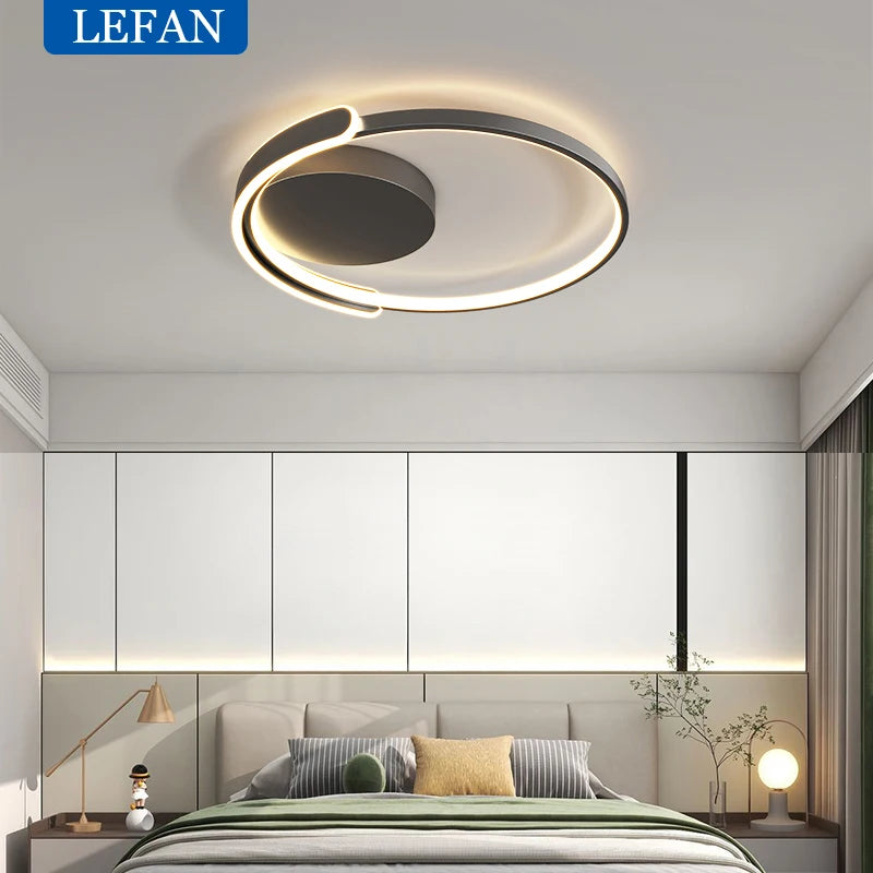 Modern Led Ceiling Light The Bedroom Black White Square Ring lamp Living Room Study Nursery Indoor Lighting Fixture