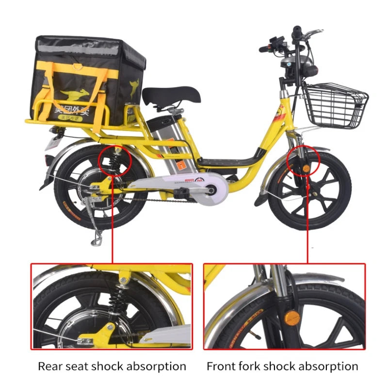 18 Inch Takeaway Electric Bicycle Two Seat Ebike Delivery Электровелосипед 350W Lithium Battery Electric Bike,Customizable