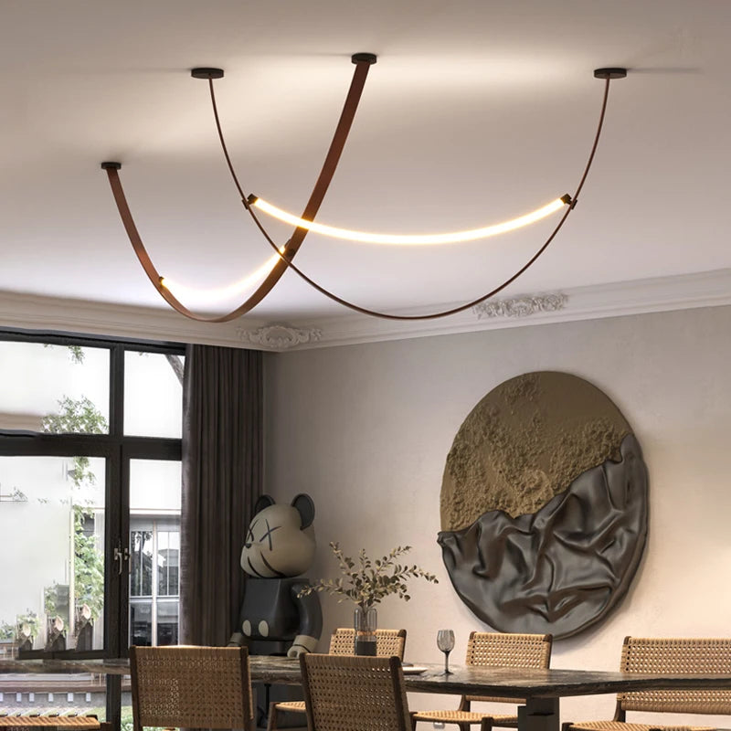 Wabi-Sabi Leather & Iron LED Chandelier