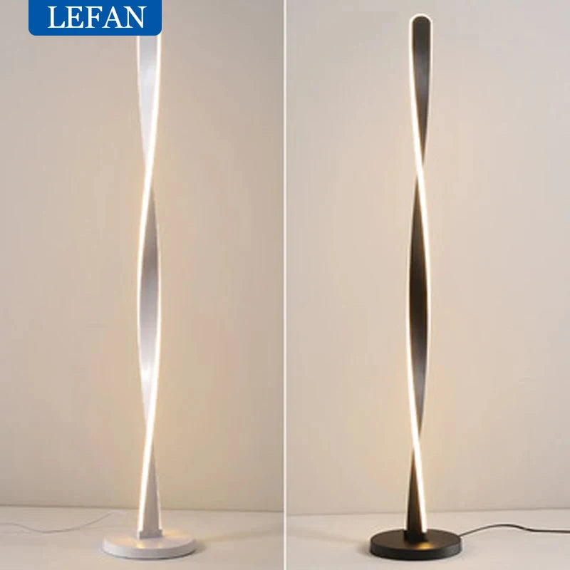 Modern LED decor Aluminum Floor Lamp for Living Room Bedroom Remote Dimming Acrylic Spiral Shape indoor Stand lighting