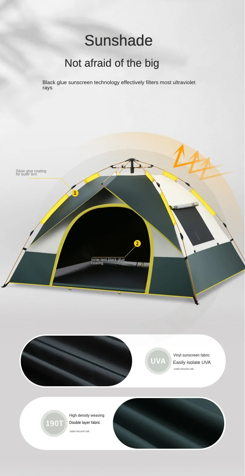 2-3-4 People Automatic Tent Quick-Opening Sun Protection Camping Tent Ultralight Portable Hiking Travel Tent No Build Required