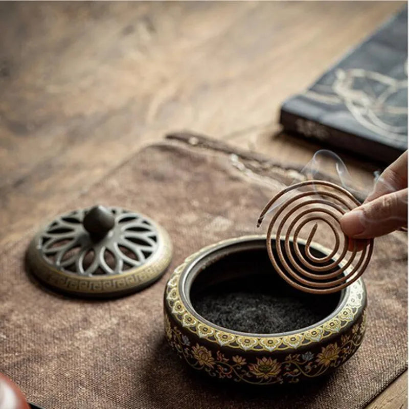 Ceramic Incense Burner Holder Coil Cones Stick Incense Buddhist Home Decor Tearoom Yoga Room Desktop Ornaments 8 Styles