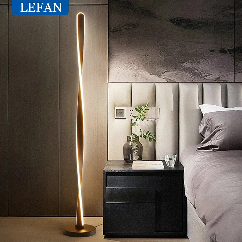 Modern LED decor Aluminum Floor Lamp for Living Room Bedroom Remote Dimming Acrylic Spiral Shape indoor Stand lighting