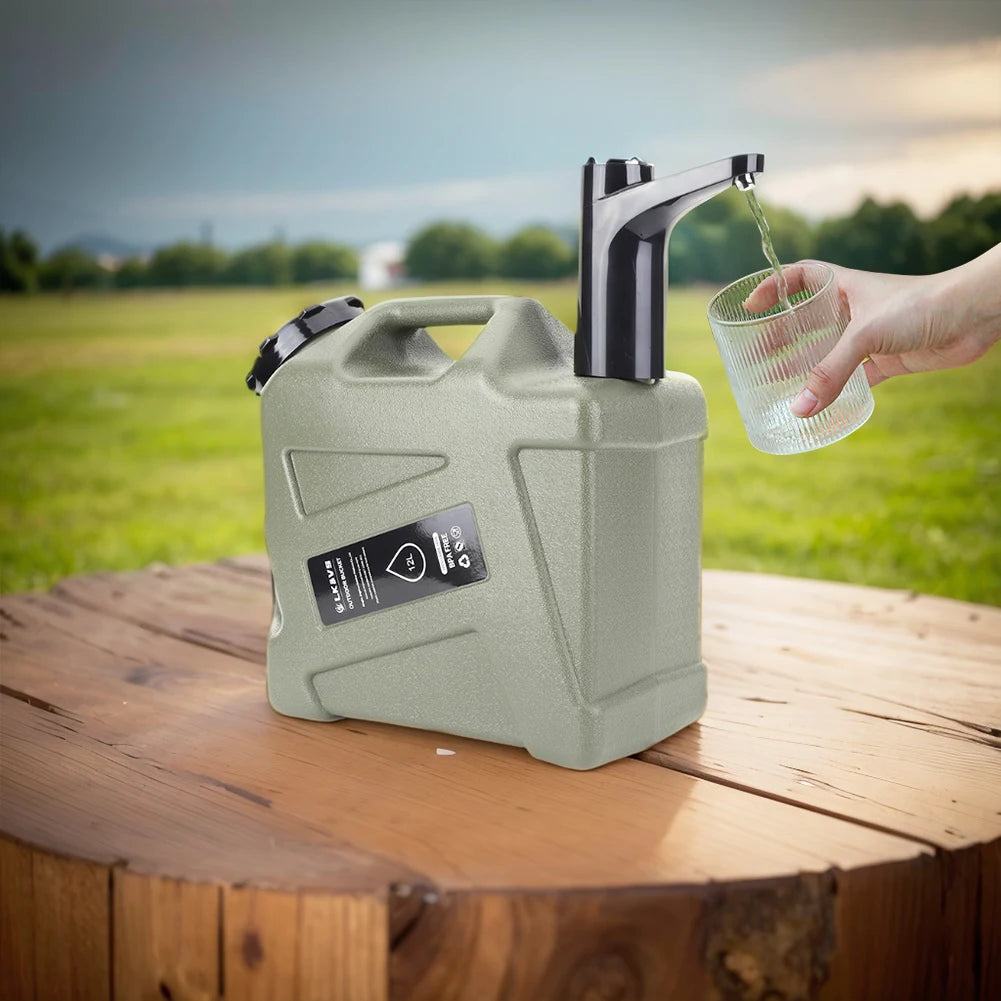 11L/12L Large Water Tank Outdoor Water Bin with Faucet & USB Rechargeable Electric Water Pump Water Tank for Camping Fishing