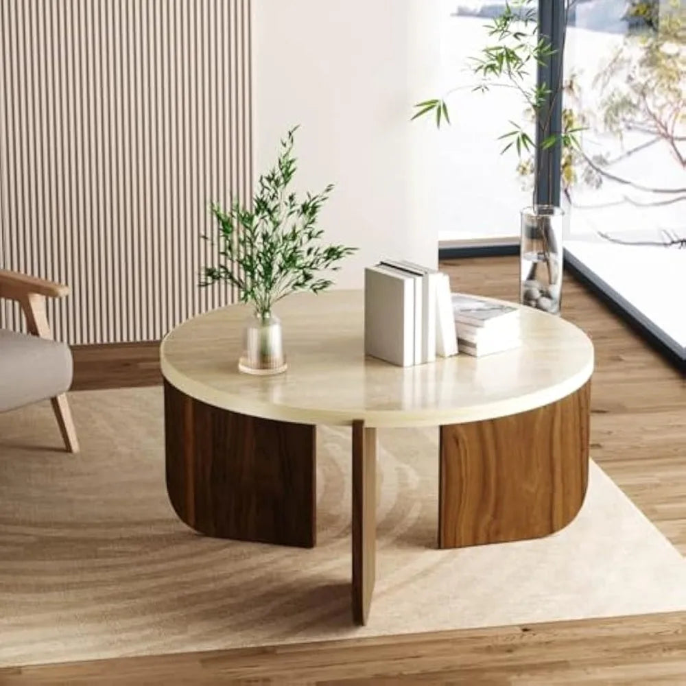 Modern Travertine-Style Coffee Table