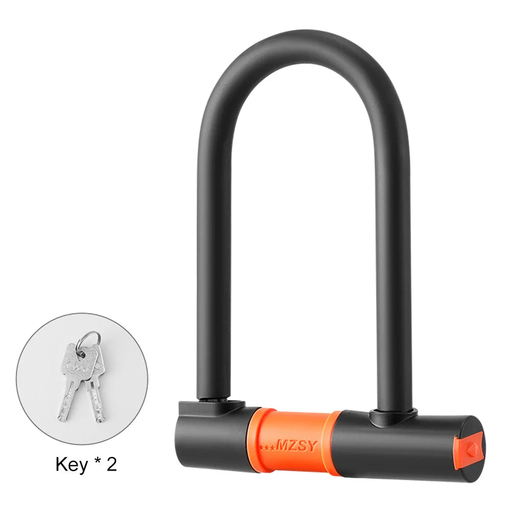 Bike U Lock Portable Mountain Road Bike Padlock Anti-theft Security Bike Lock Dustproof with 2 Keys Bicycle Accessories