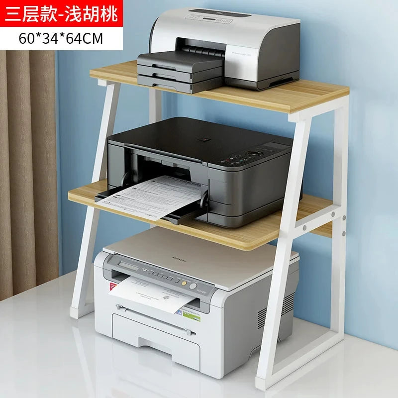 Wooden Shelf For Room Desktop Metal Racks Desk Organizing Printer Home Office Furniture Table Storage Stand Holder Accessories