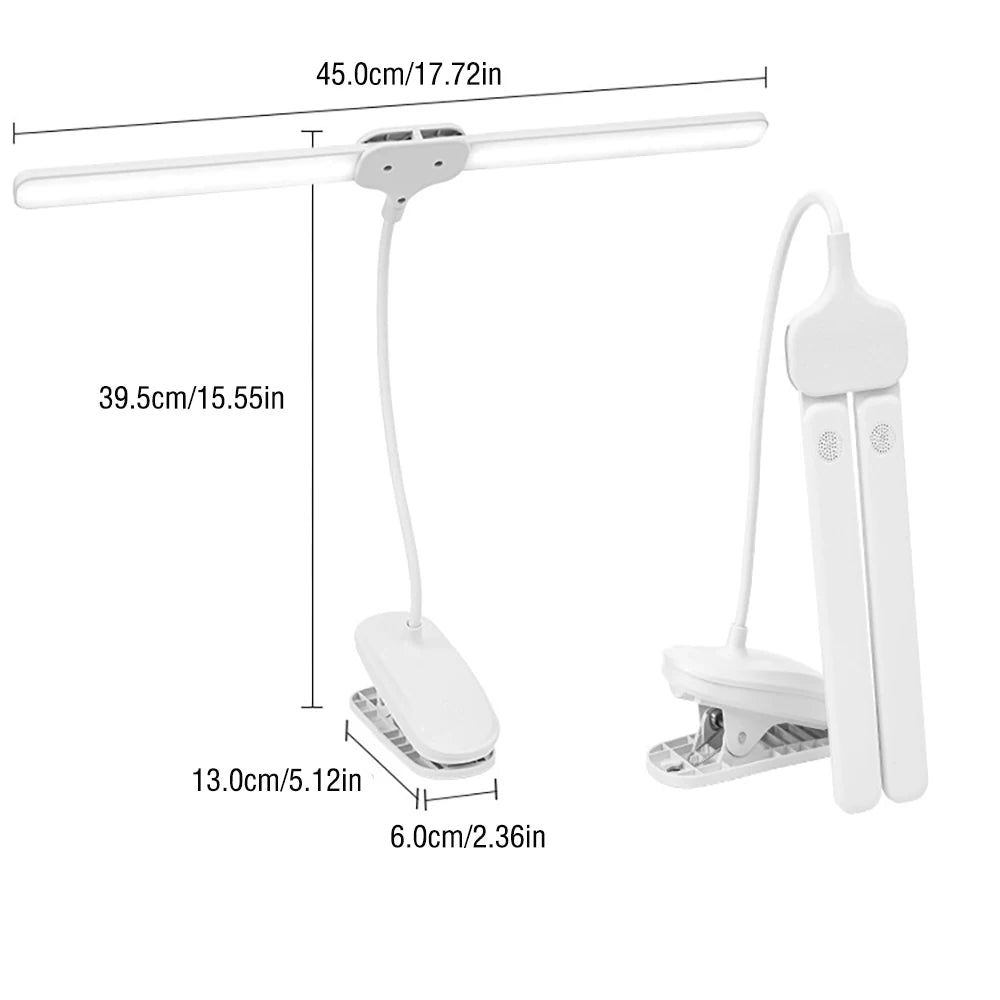 Battery Clip Lamp Double Head Desk Lamp LED Rechargeable Bedside Night Ligh 360° Flexible Clip Lamp Adjustable Table Lamp