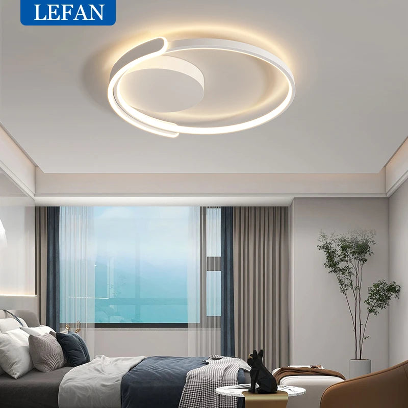 Modern Led Ceiling Light The Bedroom Black White Square Ring lamp Living Room Study Nursery Indoor Lighting Fixture