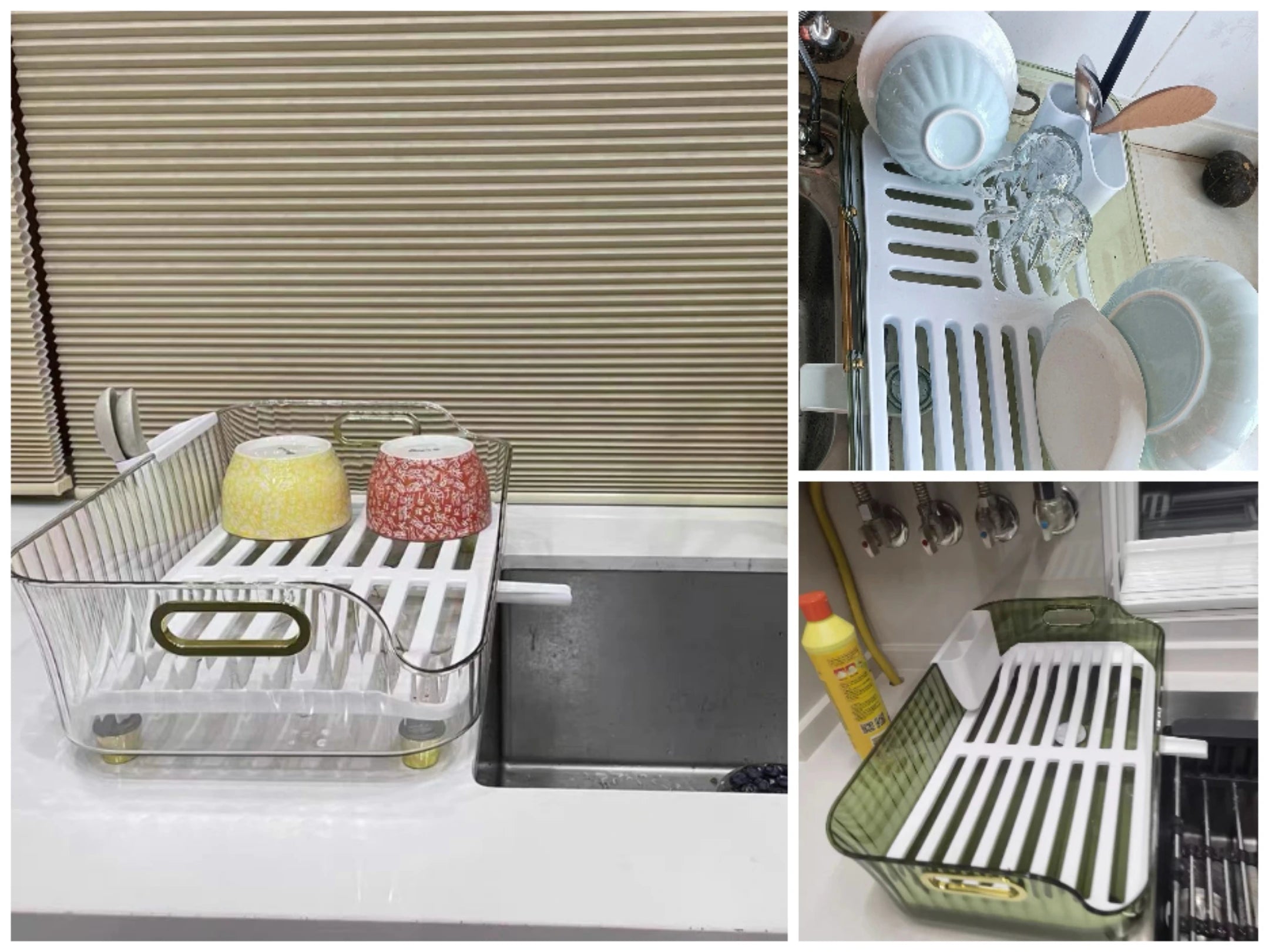 Luxury Dish Drying Rack Eco-friendly Drainer Rack With Drain Basket Tableware Bowl Organizer Kitchen Utensils Dish Storage Rack