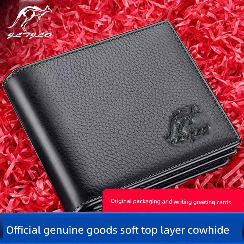 Kangaroo Leather Men with Zipper Driver's License Wallet