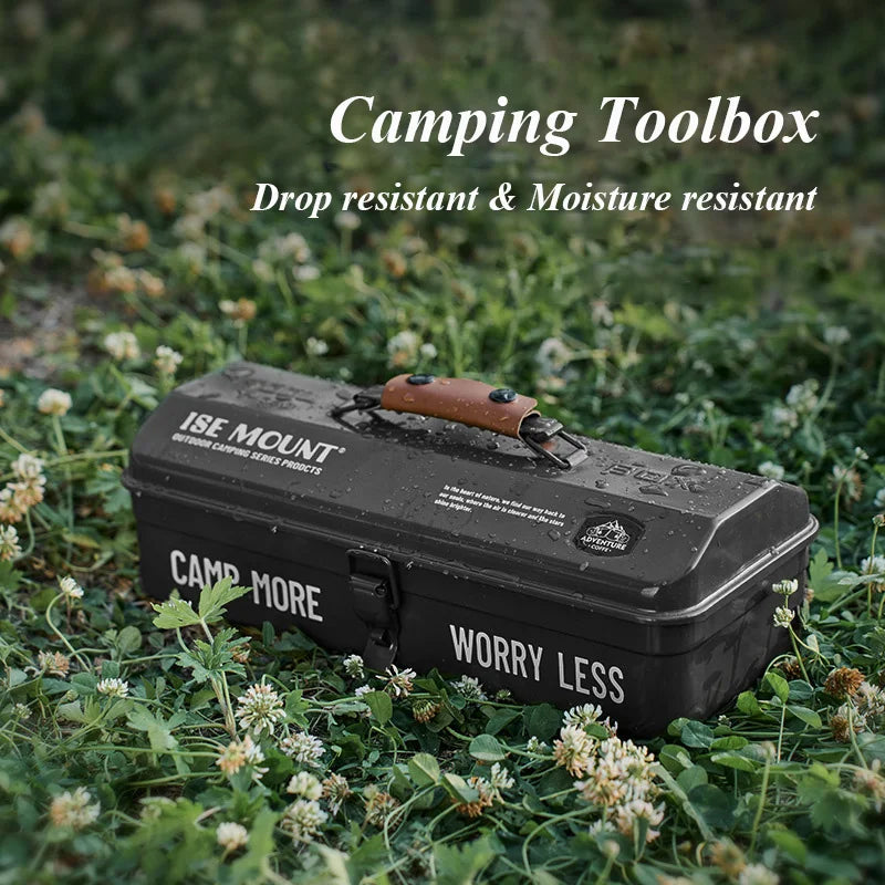 Outdoor CampingToolbox with Stickers Miscellaneous Waterproof Storage Box Portable Handheld Metal Storage Box