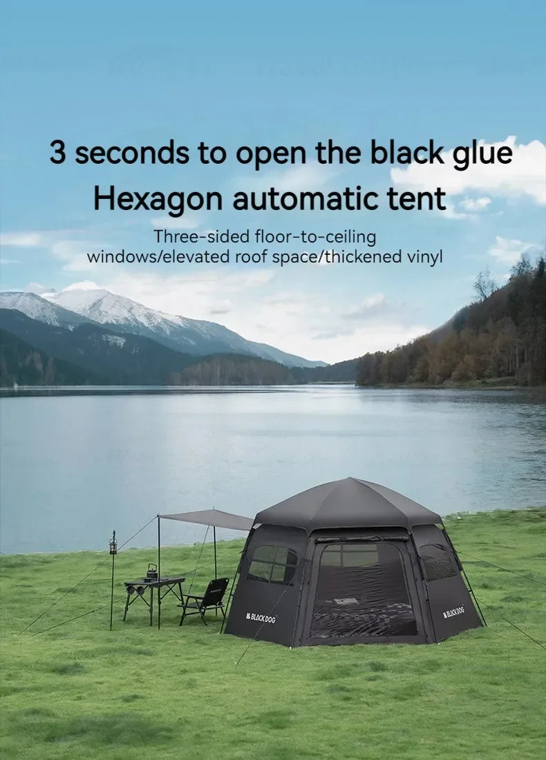 Black Dog Large Shelter Beach Waterproof Camping Tent Automatic Outdoor Cabin Portable Beach Tent Folding Windscreen Houses