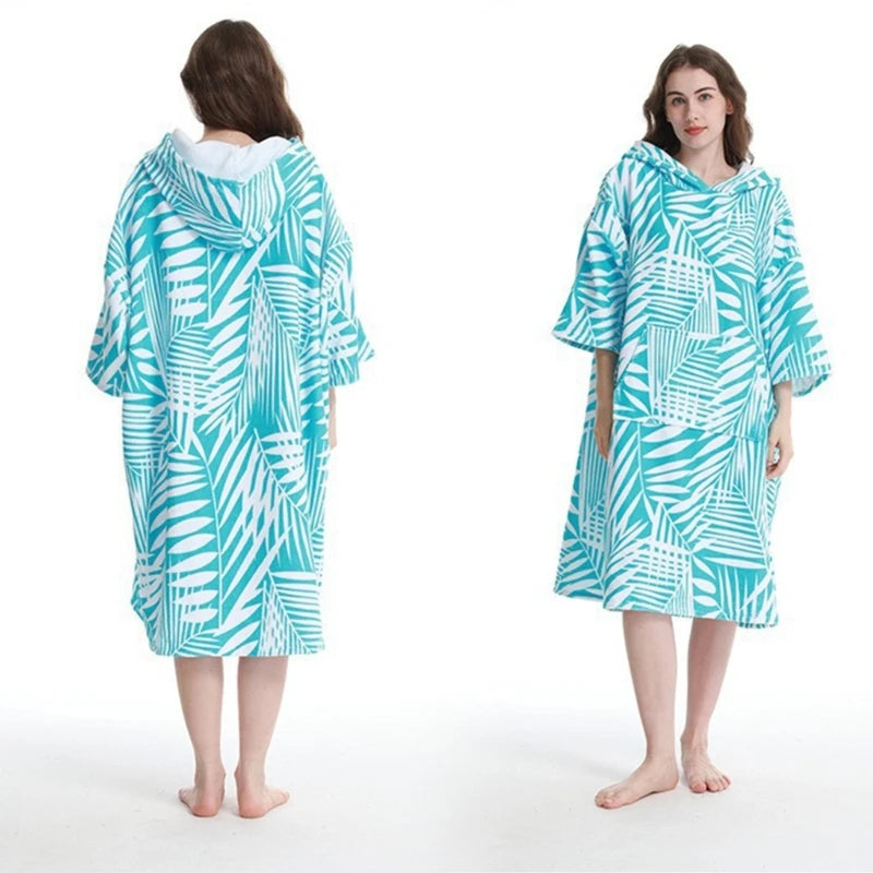 Changing Robe Microfibre Towel Poncho Hoodied Robe Changing Towel Surfing Poncho for Beach Swimming Wetsuit Changing