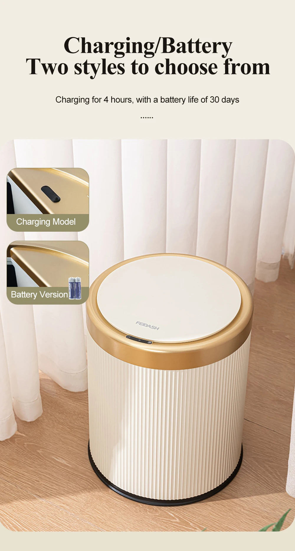 10L Light Luxury Smart Sensor Trash Can For Bathroom Kitchen Automatic Sensor Trash Bin With inner barrel Electric Wastebasket