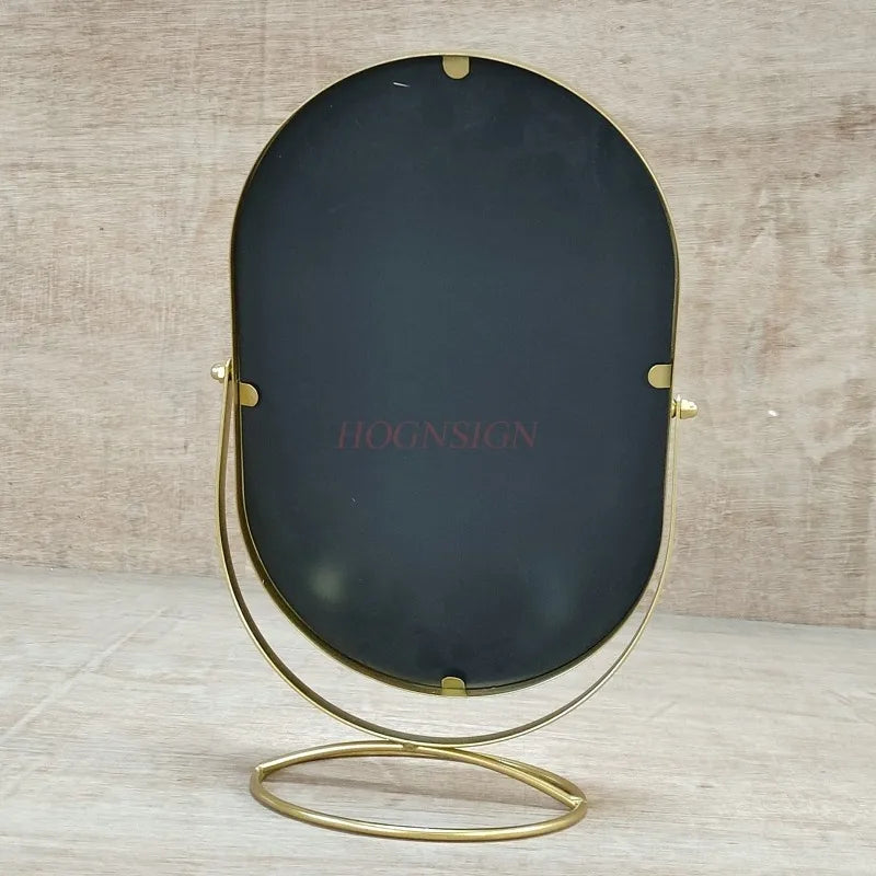 Light luxury makeup mirror, bedroom desktop, iron art dressing mirror, household rotatable portable mirror