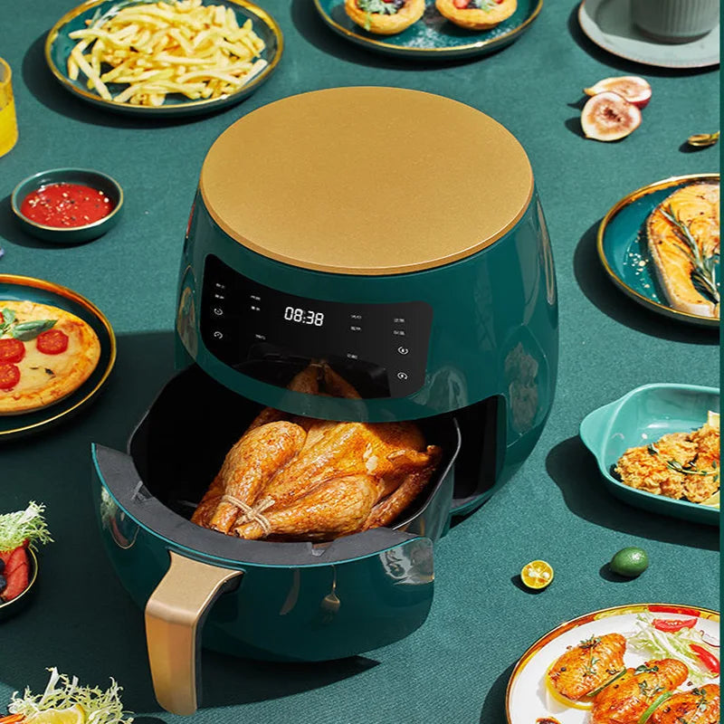 Multifunction 1400W Air Fryer 4.5L Oil Free Health Cooker Touch LCD Display No-Stick Pan Fry Bake Heating Roast Kitchen Machine