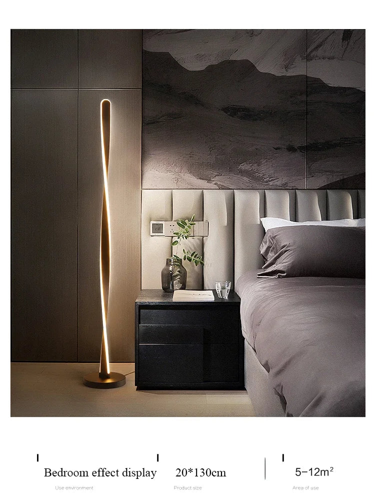 Modern LED decor Aluminum Floor Lamp for Living Room Bedroom Remote Dimming Acrylic Spiral Shape indoor Stand lighting