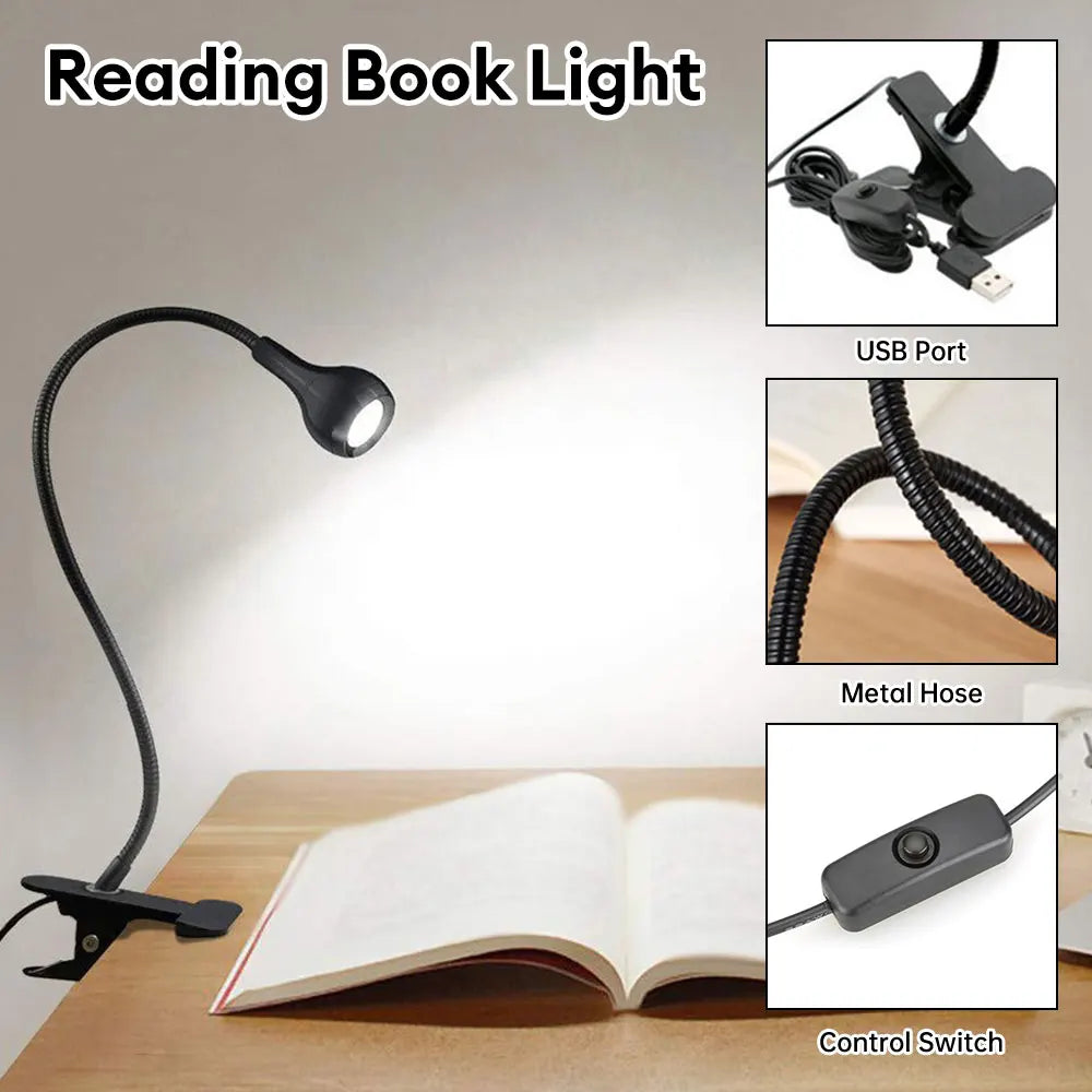 LED Desk Lamp Eye Protection Lamp Flexible Table Lamp USB Reading Light Adjustable Goosenecks Clip On Light Night Light