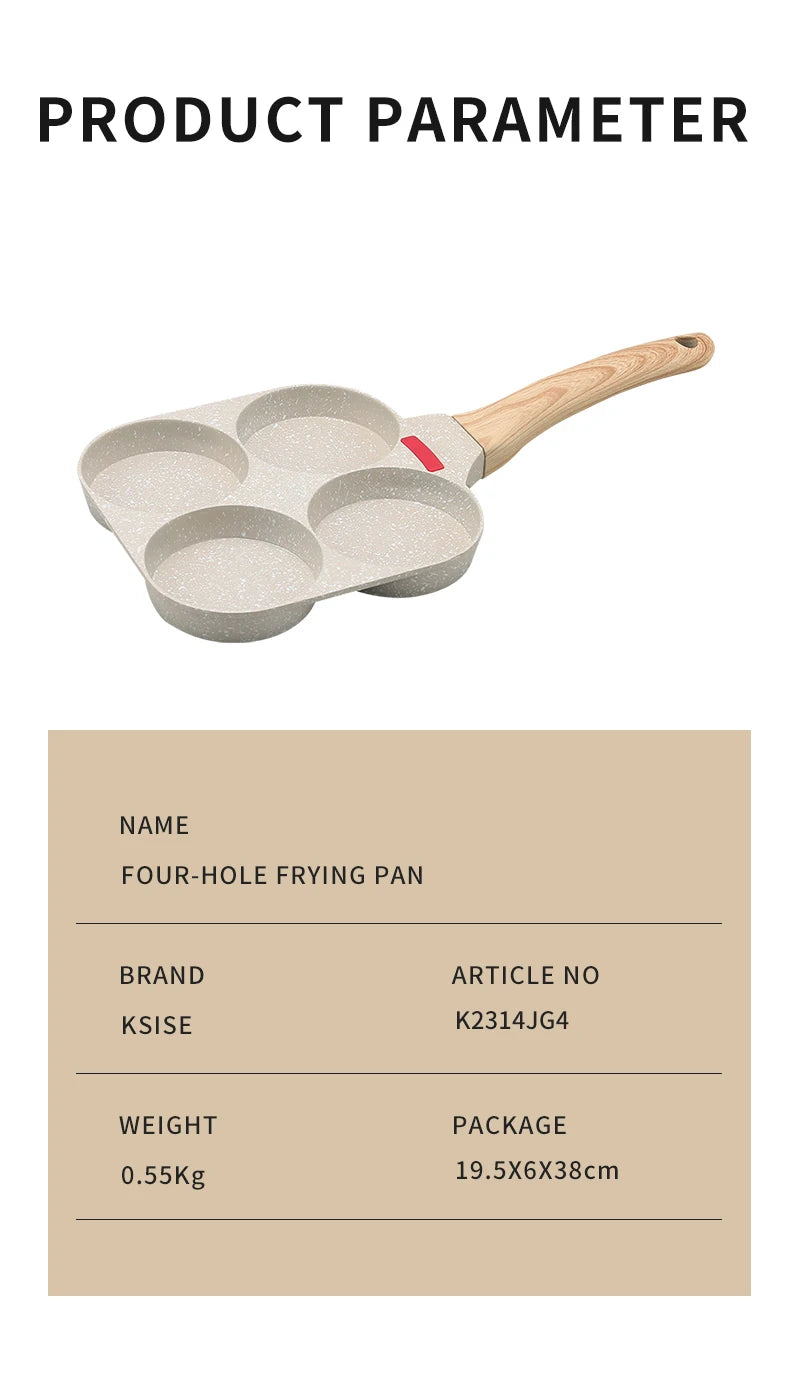 KSISE Brand Authentic Aluminum Breakfast Pan & Steak Frying Pan - Non-Stick Cookware, High-End and Elegant, Cooks Four Eggs