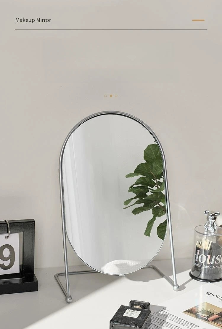 Dressing Table Makeup Mirror Home Bedroom Tabletop Vanity Mirror Dormitory Internet Red Beauty Mirror Light Luxury Round Mirror