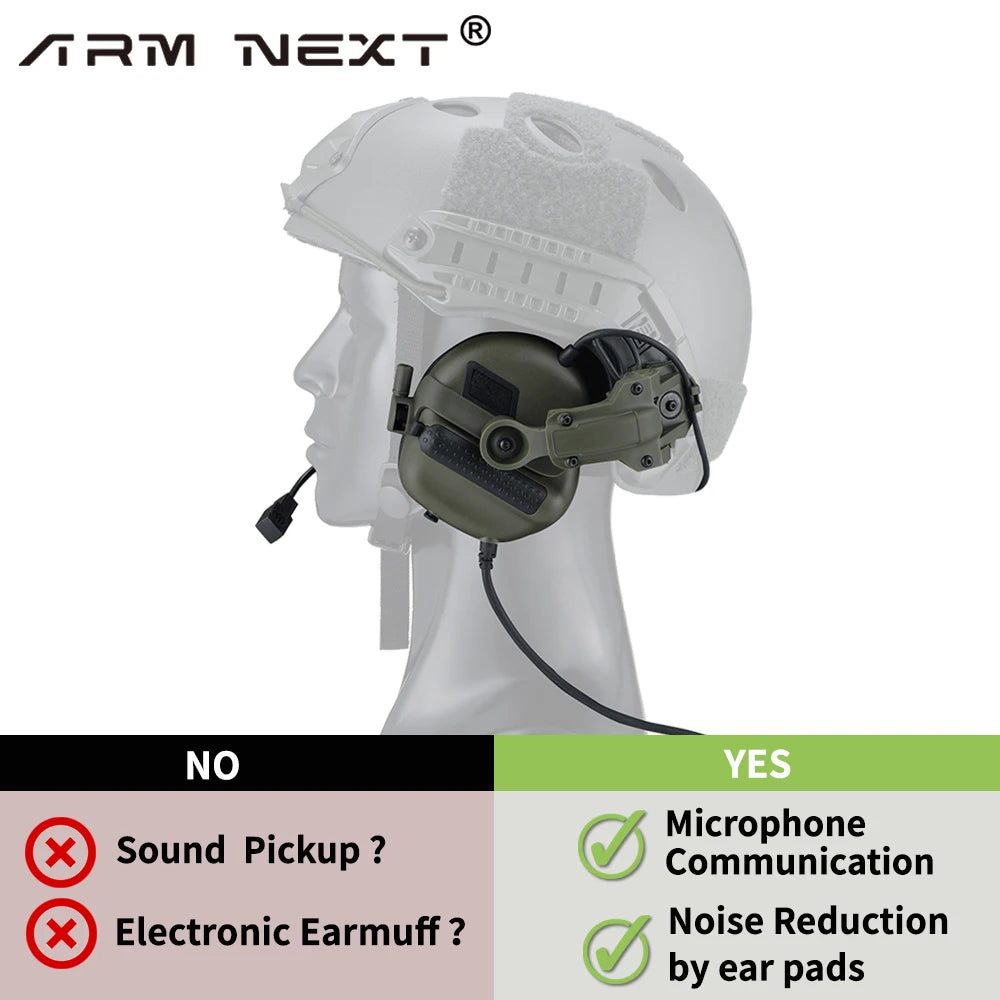 ARM NEXT Tactical Intercom Earmuff Shooting Passive Noise Canceling Earmuff Slim Hearing Protector Defender Non-Picking