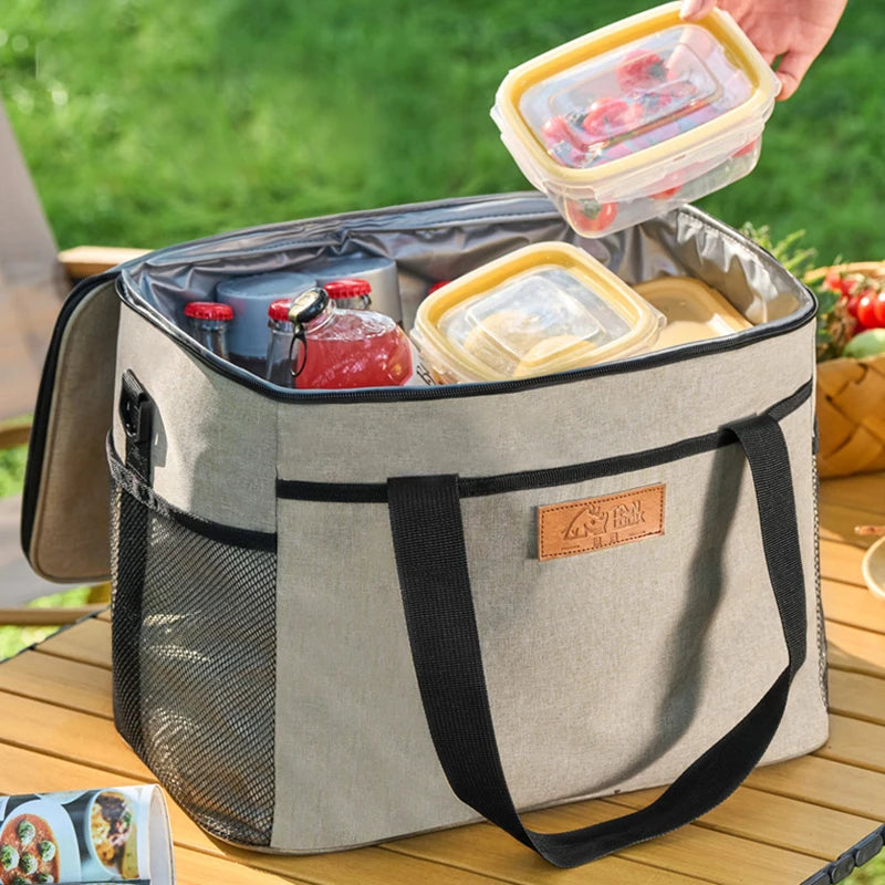 30L Camping Soft Cooler Bag Large Insulated Picnic Lunch Bag Cooling Bag with Hard Liner for Outdoor BBQ Family Activities