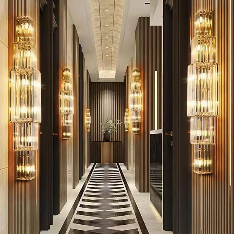 Contemporary Multi-Light Wall Sconce with Crystal Accents