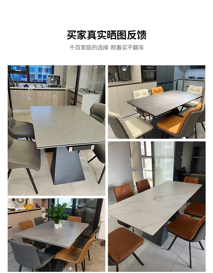 Modern Slate Dining Table Extendable Grey Simple Design Center Table Receptionist Nordic Mesas Comedor Kitchen Furniture HD50CZ