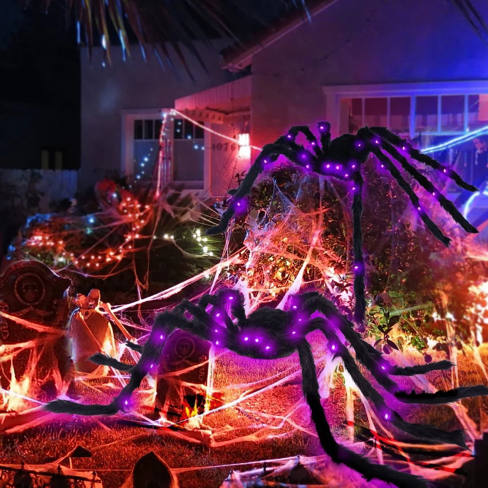 Light-up Spider Halloween Decoration,Big Lighted Spider for Scary Halloween Outdoor Indoor Yard Home Party Haunted House Décor