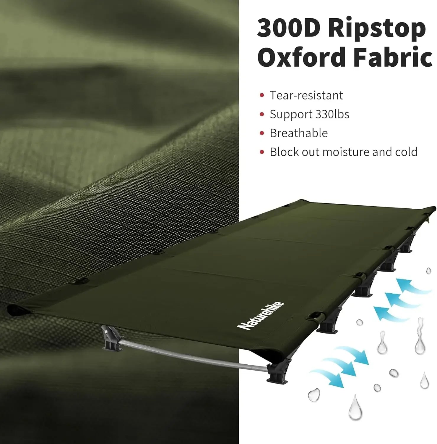 Camping Cot, Ultralight Folding Backpacking Cot, 60-Easy Set-Up, Supports 330lbs, Portable Camping Bed