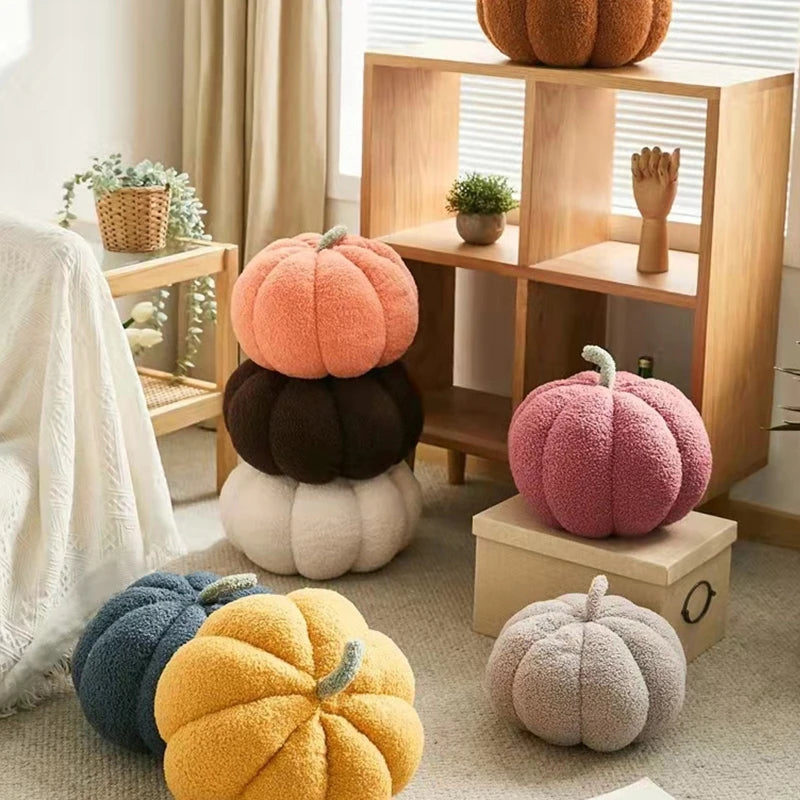 Pumpkin Throw Pillows Happy Halloween Fall Decorative Pumpkin Shaped Pillow Cute 3D Shaped Cushion for Bedroom Sofa