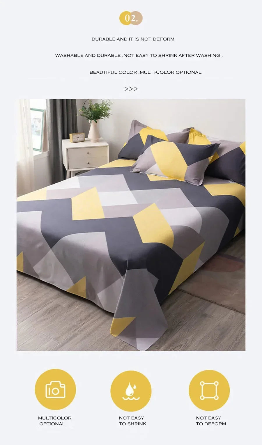 WASART Geometry printed flat bed sheet set couple bedspreads 2 people luxury double bed bedsheet single double queen king size