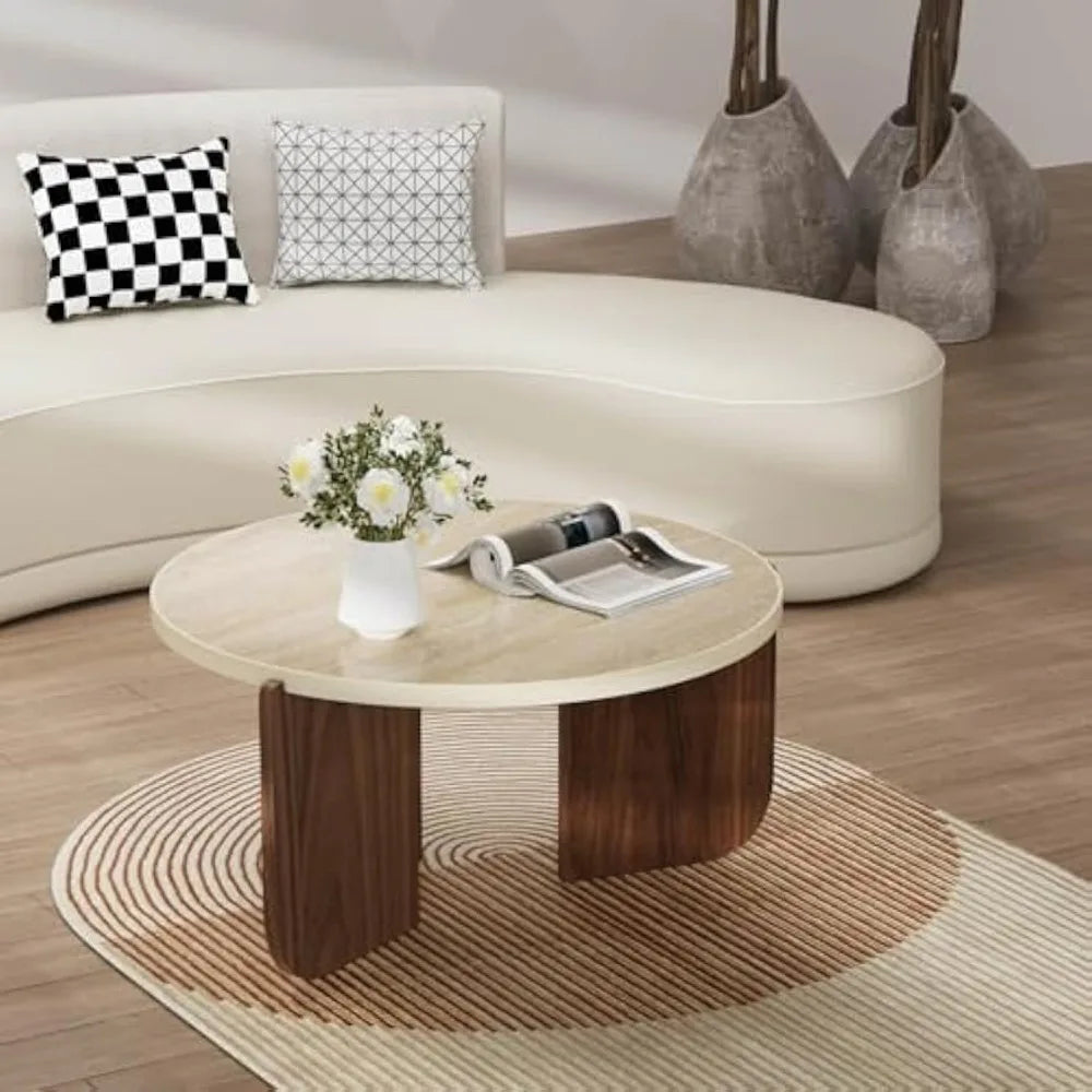 Modern Travertine-Style Coffee Table