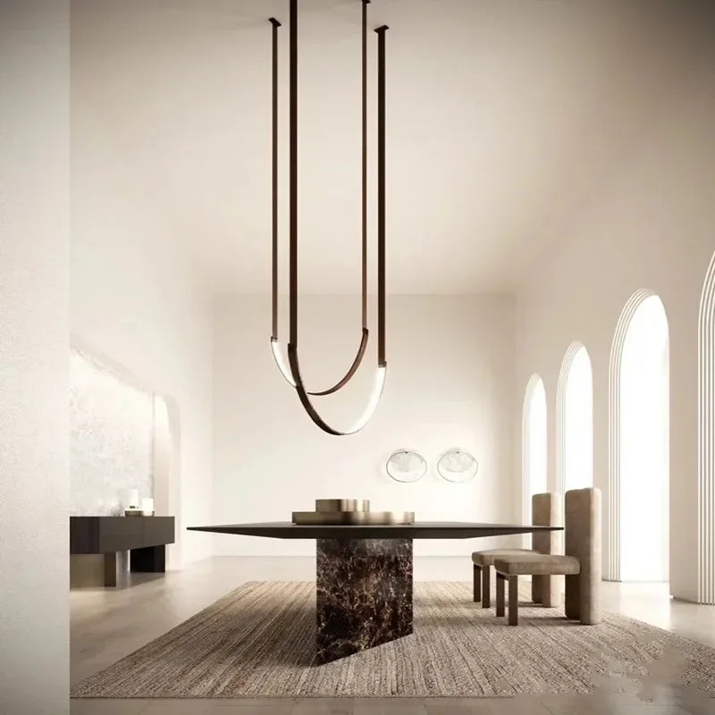 Nordic U-Shaped Leather Chandelier