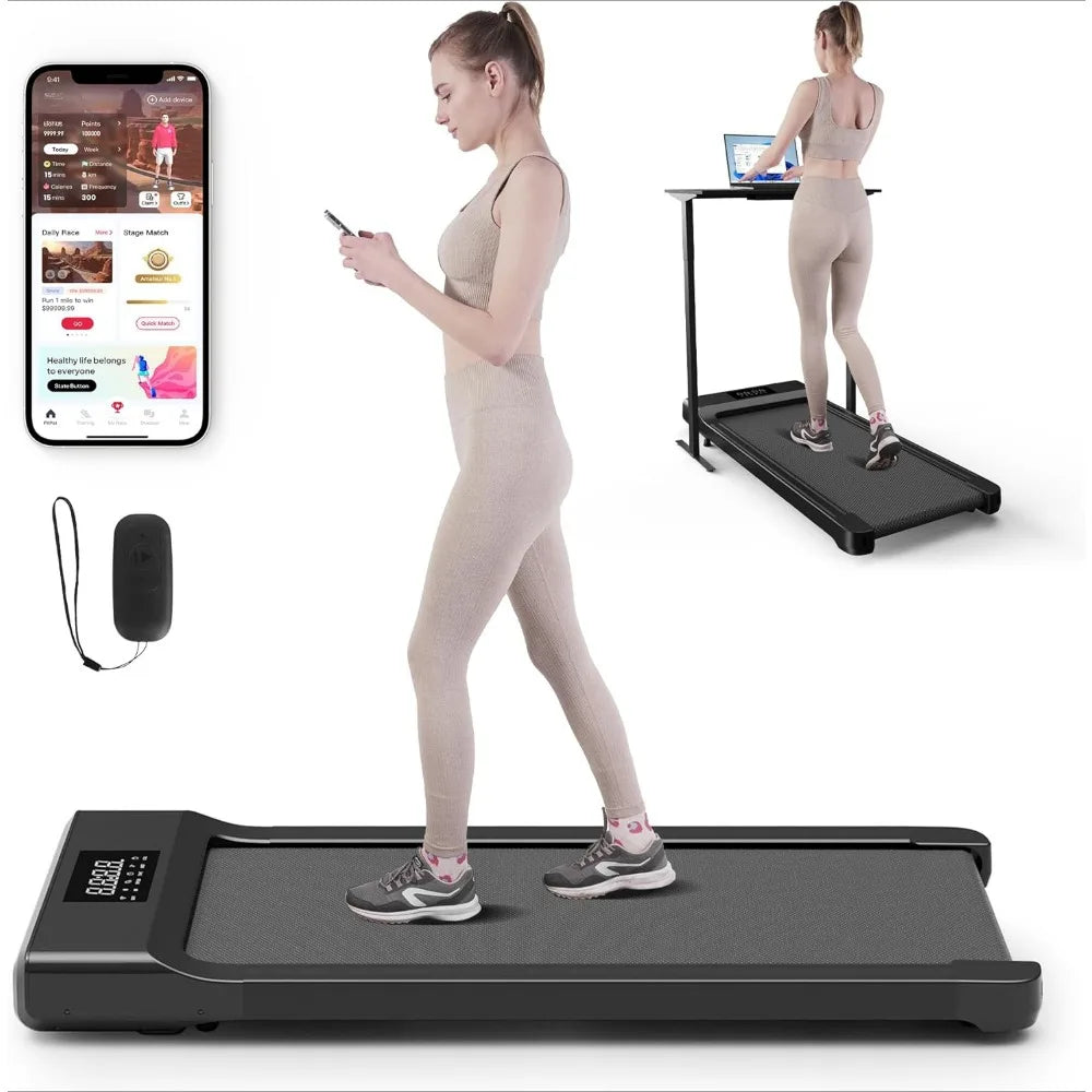 Smart Walking Pad, 2-in-1 Under Desk Treadmill for Home Office, Portable Walking/Jogging Machine with App & Remote Control