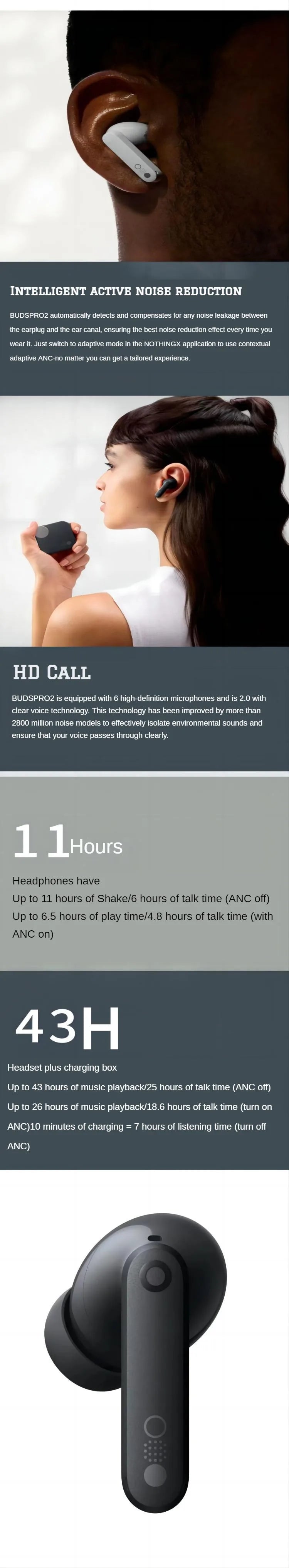 CMF by NOTHING buds pro 2nd generation new true wireless noise reduction Bluetooth headset gaming bass brand headset luxurious